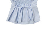 Cordon Summer Ribbon Shirring Button Sleeveless Blouse