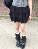 Lying Lace Tiered Banding Mini Skirt