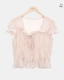 Burun Strap Frill Short Sleeve Blouse
