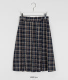 Yudai banding wool check midi skirt