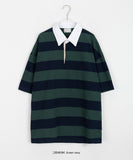 [unisex] Suki Stripe Collar Over Short Sleeve Tee