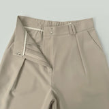 Front Pleated Loose Wide Back Banding Slacks