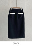 Royel color matching tweed H-line skirt