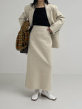Wear Wool High Waist Long Skirt