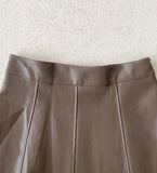 Lazy flare leather long skirt