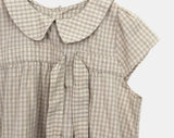 Lupek Ribbon Check Short Sleeve Blouse