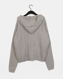 [MADE] Saru cable pocket hood knit cardigan
