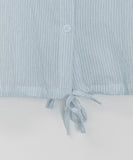 Felnas Stripe Ribbon Short Sleeve Blouse