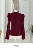 [Spanjjangjjang] Keppel Shirring Half-Neck Fleece T-Shirt