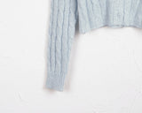 Bevel Spring Cable V-Neck Cropped Long-Sleeved Cardigan