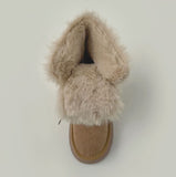 Suede Platform Sole Middle Walker Folding Sheepskin Boots