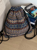 Rums Vintage Bohemian Pattern String Cotton Gym Backpack