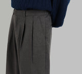 Wool Pintuck Wide Slacks