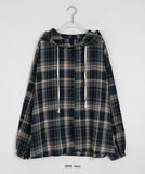 [unisex] Hikki Check Over Hood Shirt