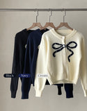 Evely Ribbon Round Knit Cardigan