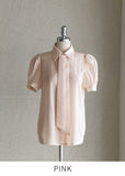 [Tie set] Sell See-through Collar Short Sleeve Blouse