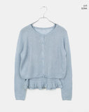 [Sleeveless SET] Lejong Punching Frill Long Sleeve Knit Sleeveless Cardigan Set