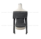 Ellie side button off-shoulder long sleeve