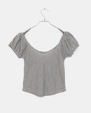 Kiha lace see-through puff crop short-sleeve T-shirt