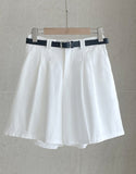 Amy Pintuck Banding Short Cotton Pants (Belt Set)