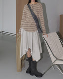 [MADE] Dilly Pile Color Matching Unbal A-line Layered Midi Skirt