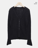 BL Button Point Ribbed Slim Cardigan