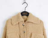 Lauder wool collar pocket knit long sleeve cardigan