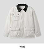 Mel pocket leather pointed work jacket