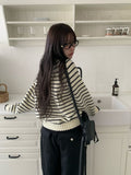 Toto Stripe V-neck Loose Fit Long Sleeve Knit