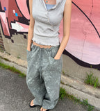 RIPSTOP FLOWER WIDE PANTS