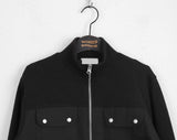 Vet Pocket Color Matching Two-Way Knit Long Sleeve Zip-Up