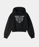 (W) DOODLE HEART CROP HOODIE