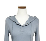 Dazzle ribbed snap semi-crop hoodie