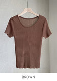 [Planning] Beria U-neck Ribbed Short Sleeve Knit