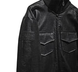 [LANARCH] Amber Leather Pocket Neck Zip-Up