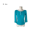 [MADE] Oeun Round Button Three Quarter Sleeve T-Shirt
