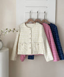Seibo Round Check Tweed Short Jacket