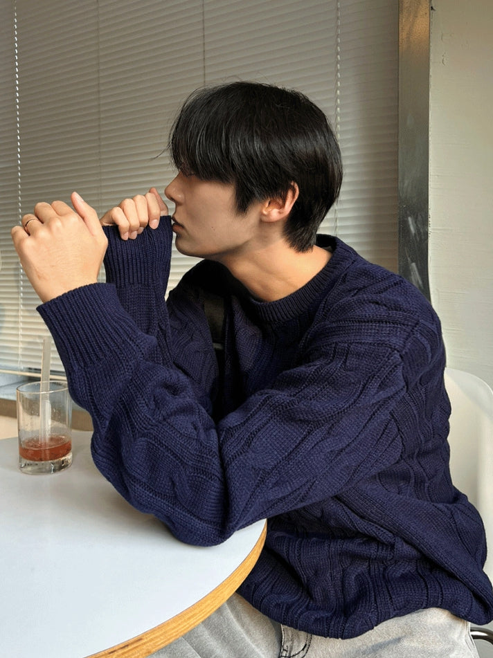 【COSYHARU】Cable Cosyharu Semi-over Knit COSYHARU (コシハル) -ケーブルコシハルセミオーバーニット