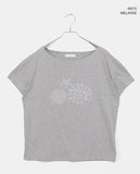 Therma Silver Studded Loose Fit Off Shoulder Short Sleeve T-Shirt