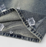 Backpoint Pocket Washing Bermuda Scratch Knee Length Denim Pants