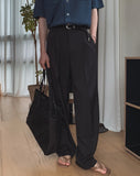 Summer double pleated wide slacks