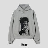 B-Pit Printed Snap Balloon Crop Hoodie