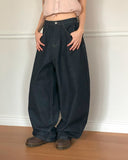 Difit raw big pocket denim wide long pants