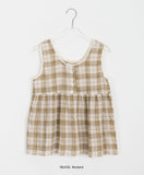 Yelna check lace button sleeveless