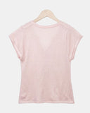 Skew Button V-Neck Short Sleeve Knit
