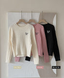 Zeno Ribbon Embroidery Cable Knit