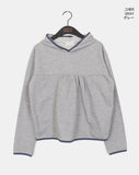 Peo Dot Color Matching Shirring Hood T-Shirt