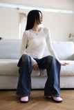Incision line wide denim