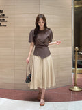 Mizel Pintuck Long Pleated Skirt