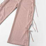 Fuzzy Ribbon Pocket Wide Fit Banding Pants